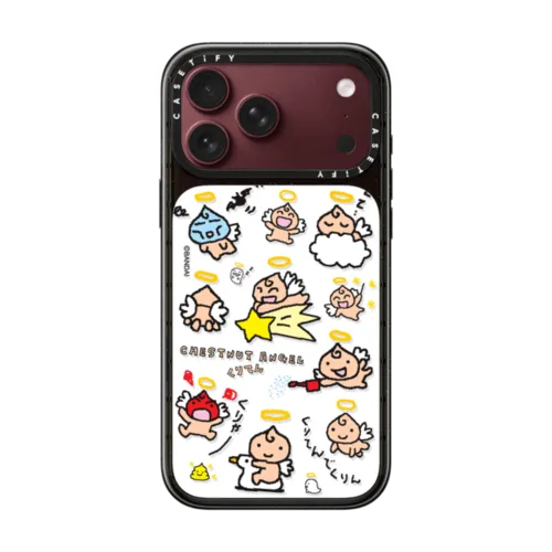 Tamagotchi Chestnut Angel Medley Pattern Case | iPhone 18 Pro Max / Impact Case MagSafe Compatible - Glossy / Glossy Black | Image 1