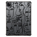 FACE MOSAIC SKETCH 1 CLEAR CASE IPAD, ABSTRACT MINIMAL PEOPLE ILLUSTRATION By Ebi Emporium | iPad Pro 11-inch (3rd/4th gen) / iPad Impact Case / Black | Image 1