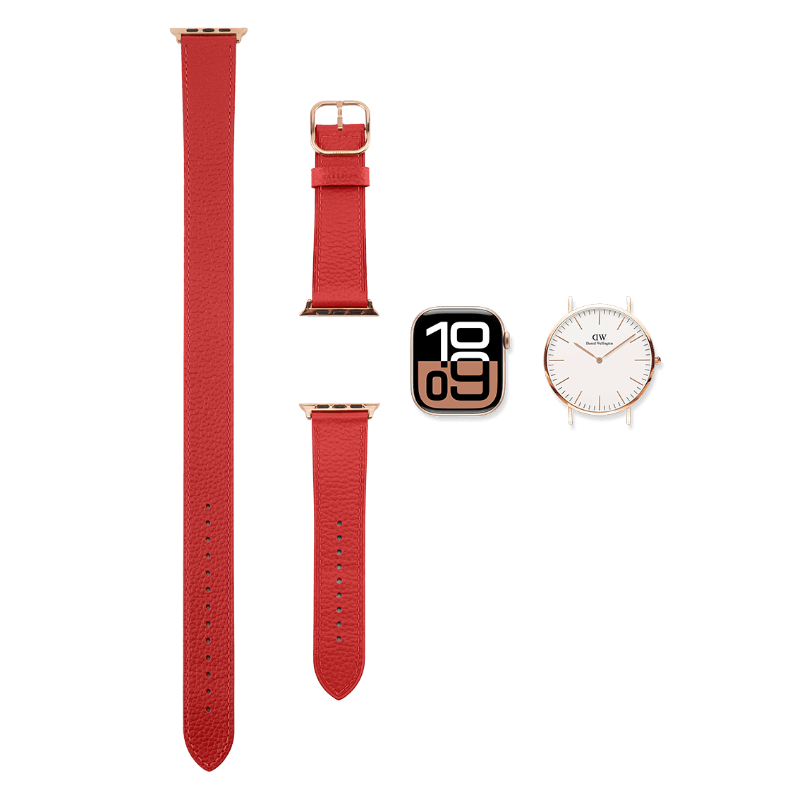 2-in-1 Italian Leather Band 42mm (Series 10) - Red