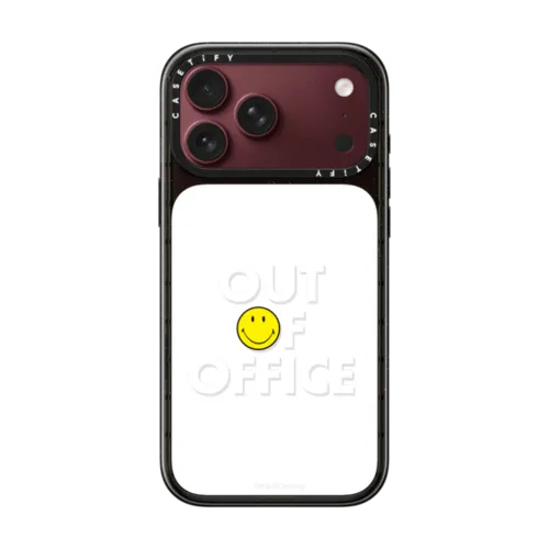 Smiley Out of Office Typography Phone Case | iPhone 18 Pro Max / Impact Case MagSafe Compatible - Glossy / Glossy Black | Image 1