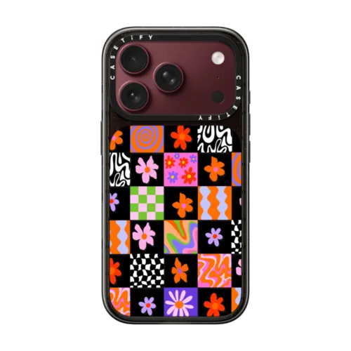 Retro Checkerboard by Illustrated By Charlie | iPhone 18 Pro / Impact Case MagSafe Compatible - Glossy / Glossy Black | Image 1