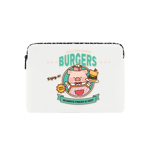 Always Fresh and Hot Burgers by LuLu the Piggy | Small (13") / Impact Laptop Sleeve / Multicolor | Image 1