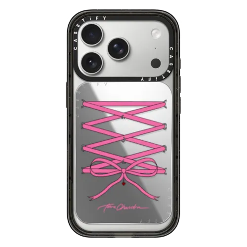 Pierced Corset Bow | Snappy Cardholder Stand / Snappy Mirror Cardholder Stand MagSafe Compatible / Silver | Image 1