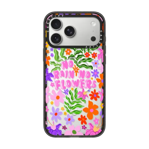 No Rain No Flowers by Illustrated By Charlie | iPhone 17 Pro Max / Impact Case MagSafe Compatible / Black | Image 1