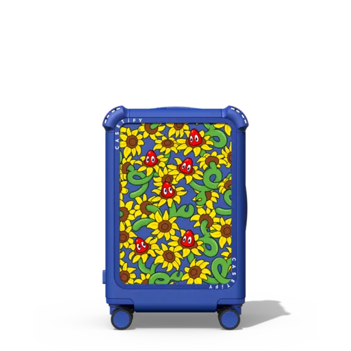 Lobster Sunflower Pattern | 21" Carry-On Suitcase / Bounce Suitcase / Cobalt Blue | Image 1