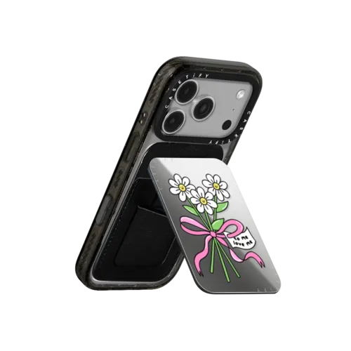 Flowers For Me | Snappy Cardholder Stand / Snappy Mirror Cardholder Stand MagSafe Compatible / Silver | Image 3