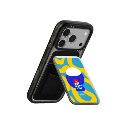 Eat More Rice | Snappy Cardholder Stand / Snappy Mirror Cardholder Stand MagSafe Compatible / Silver | Image 3