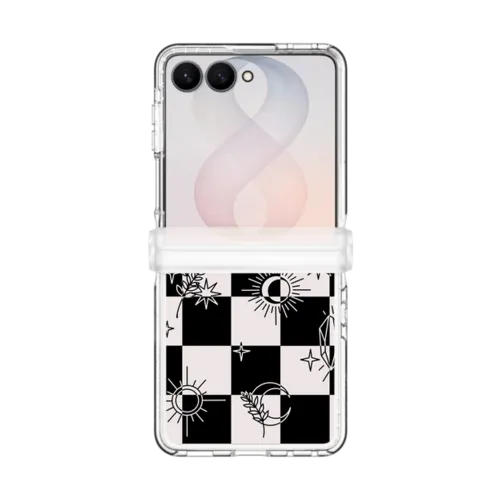 Witchy Checkered Print | Galaxy Z Flip8 / Impact Clear Magnetic Case / Clear | Image 1