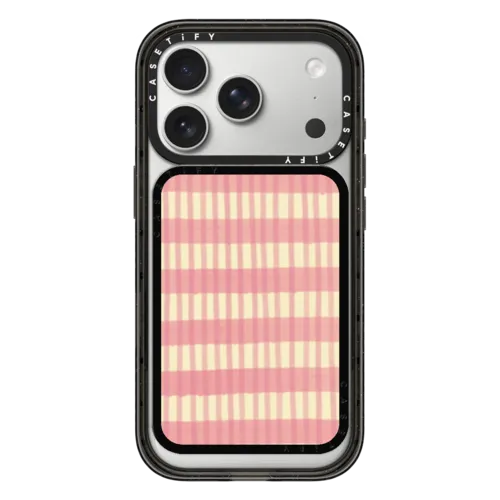 Pink Summer Stripes | Snappy Cardholder Stand / Snappy Cardholder Stand MagSafe Compatible / Black | Image 1