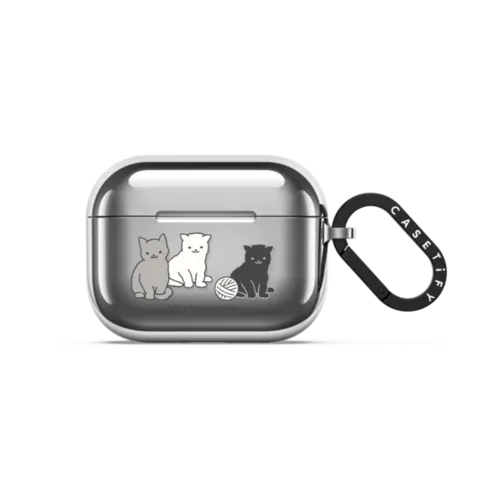 Little Kitten Earbuds Case | AirPods Pro 3 / Earbuds Mirror Case / Silver | Image 1