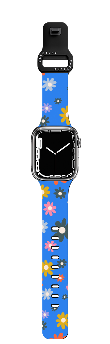 Retro Florals by Oh So Graceful | Apple Watch Series 7-9 (45mm) / Impact Band / Black | Image 1