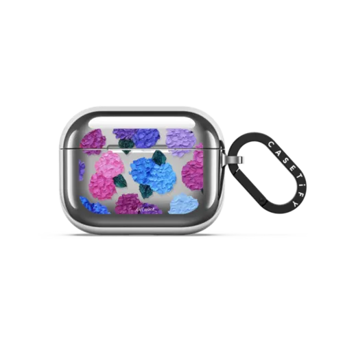 Endless Summer Hydrangeas | AirPods Pro 3 / Earbuds Mirror Case / Silver | Image 1