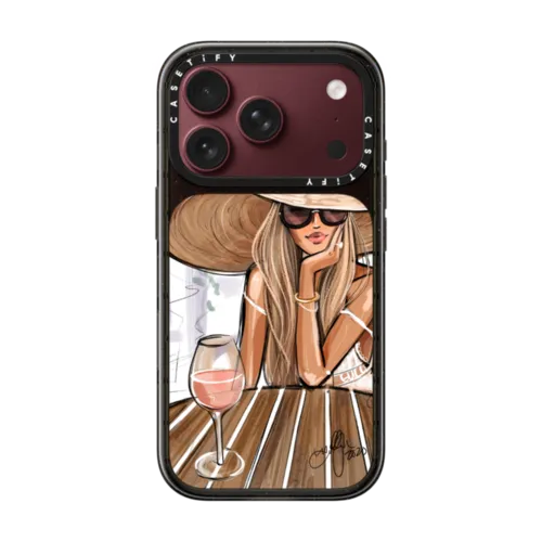 Rose Dreamer (Blonde) Fashion Illustration Case | iPhone 18 Pro / Impact Case MagSafe Compatible - Glossy / Glossy Black | Image 1