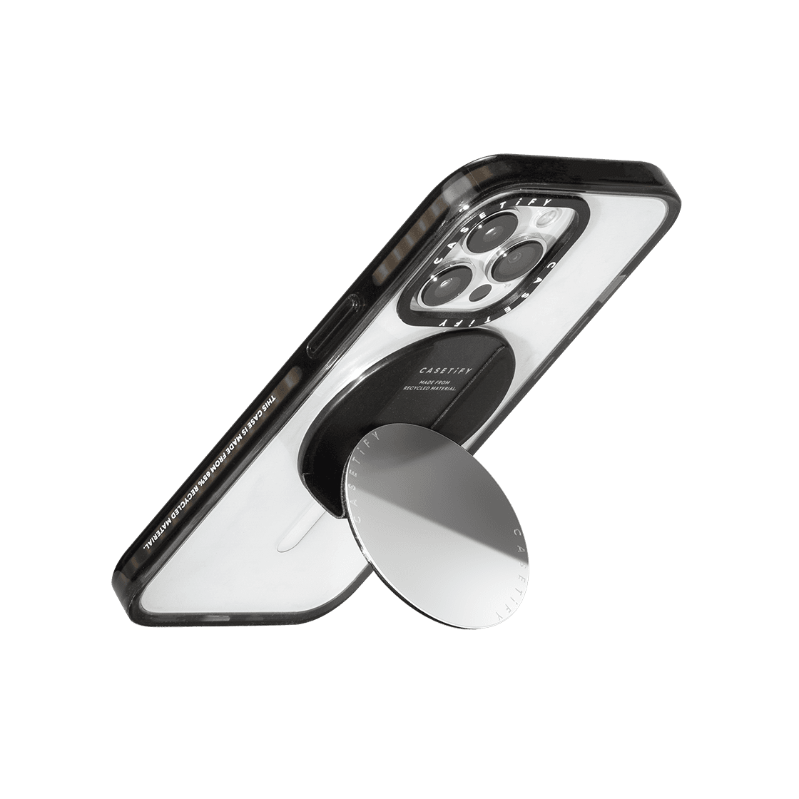 Snappy Trio Set (MagSafe Compatible) - BioVeg Wallet (Black) & Mirror Grip Stand & Mirror Cardholder Stand