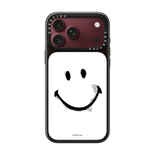 Smiley Graffiti Custom Phone Case - Black Smile | iPhone 18 Pro Max / Impact Case MagSafe Compatible - Glossy / Glossy Black | Image 1