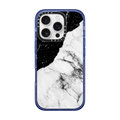 Black and White Contrast Marble | iPhone 16 Pro / Impact Case MagSafe Compatible / Glitter Indigo | Image 1