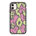Pink Green Heart Snake Print | iPhone 11 / Impact Case / Black | Image 1