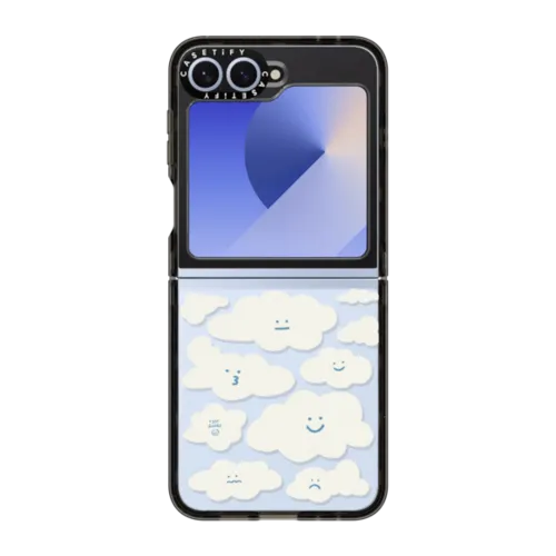 Cute Clouds | Galaxy Z Flip6 / Impact Case / Black | Image 1