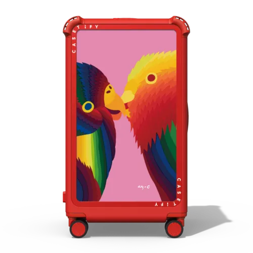 Love Birds | 29" Check-In Trunk Suitcase / Bounce Suitcase / Cherry Red | Image 1