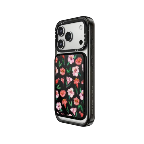 Peach & Coral Blooms | Snappy Cardholder Stand / Snappy Cardholder Stand MagSafe Compatible / Black | Image 2