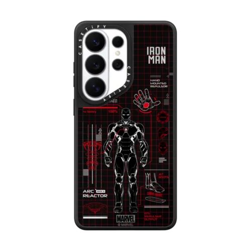 Iron Man Blue Print Tech Case - Red | Galaxy S26 Ultra / Mirror Magnetic Case / Silver on Black | Image 1