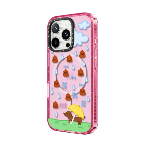 raining dog poop by sketchykarr | iPhone 16 Pro Max / Impact Case MagSafe Compatible / Pink Fizz | Image 2