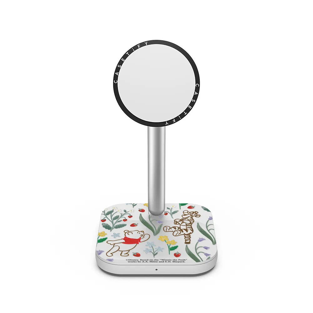 Winnie The Pooh Embroidered Floral Pattern 2-in-1 Charging Stand | Image 1