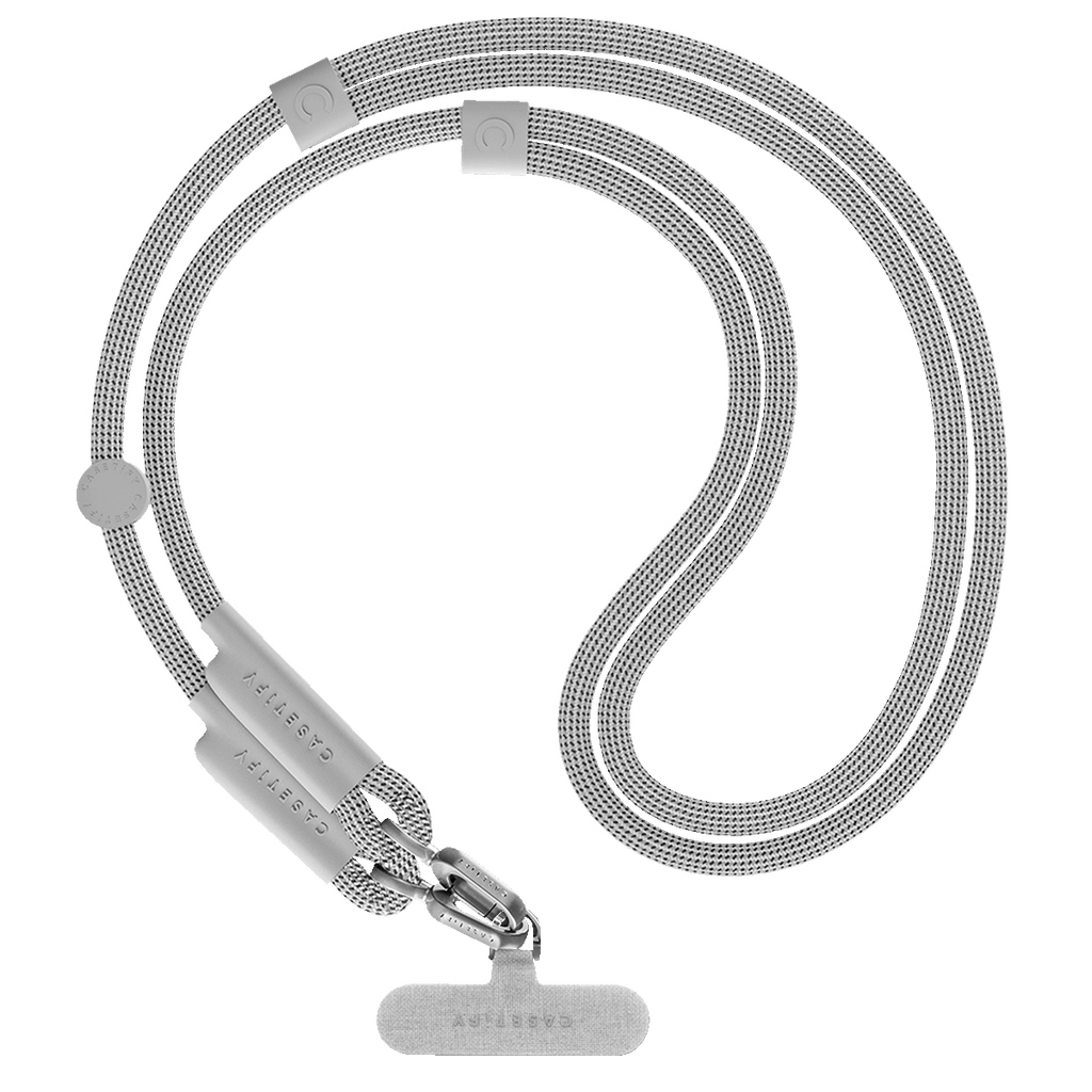 2-in-1 Essentials Set - Ripple Case - White - iPhone 16 Pro & Rope Cross-body Strap - Heather Grey (Double End)