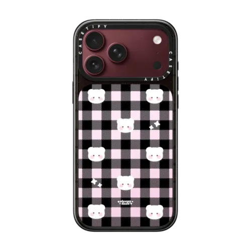 sweet pink mochi plaid | iPhone 18 Pro Max / Impact Case MagSafe Compatible - Glossy / Glossy Black | Image 1