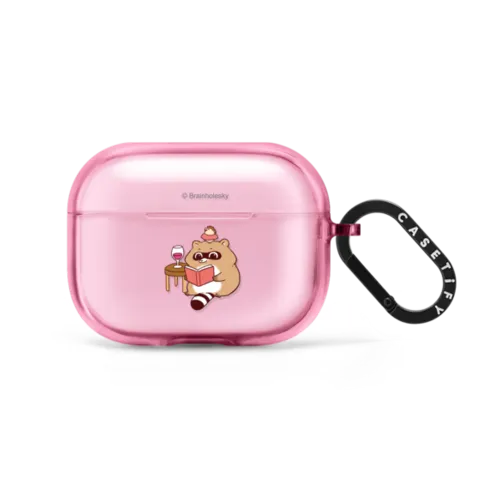 Reading Time by Brainholesky | AirPods Pro 2 / Earbuds Impact Case / Pink Fizz | Image 1