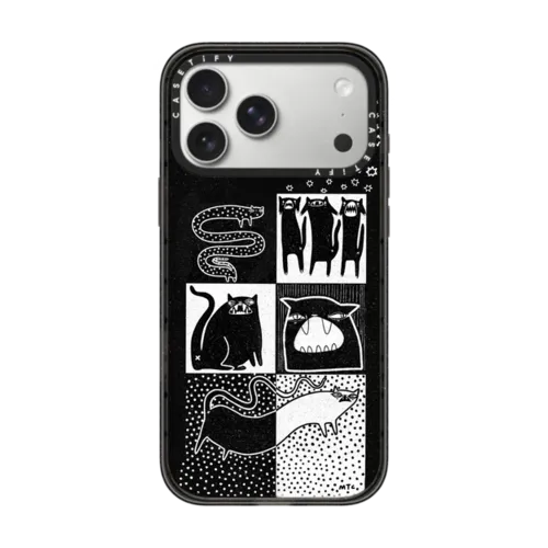 Tile Cats | iPhone 17 Pro Max / Impact Case MagSafe Compatible / Black | Image 1
