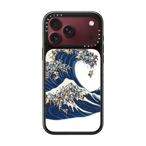 The great wave of pug | iPhone 18 Pro Max / Impact Case MagSafe Compatible - Glossy / Glossy Black | Image 1
