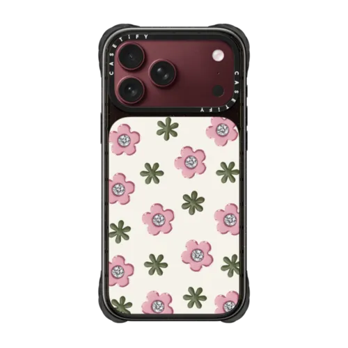 Pink Crystal Bloom | iPhone 18 Pro Max / Ultra Impact Case MagSafe Compatible - Glossy / Glossy Black | Image 1