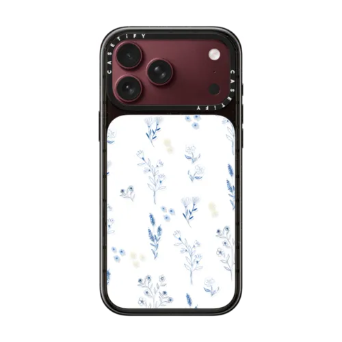 Small blue flowers | iPhone 18 Pro Max / Impact Case MagSafe Compatible - Glossy / Glossy Black | Image 1