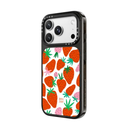 STRAWBERRIES | iPhone 18 Pro Max / Impact Case MagSafe Compatible - Glossy / Glossy Black | Image 2
