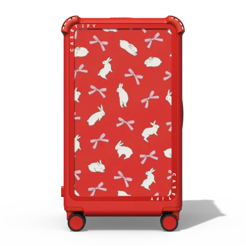 Rabbit Ribbon | 29" Check-In Trunk Suitcase / Bounce Suitcase / Cherry Red | Image 1