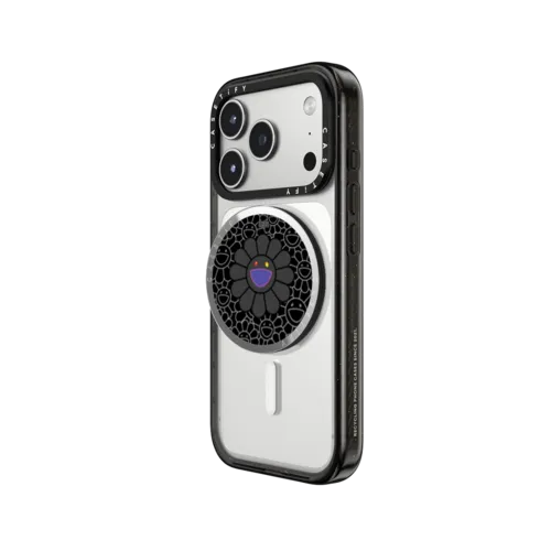 SUPERFLAT FLOWER(BLACK) SNAPPY GRIP STAND | Snappy Grip Stand / Snappy Mirror Grip Stand MagSafe Compatible / Silver | Image 2